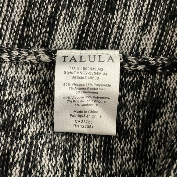 Talula Open Cardigan Sweater Marled Black Gray Size Large Angora Cashmere Blend - Picture 6 of 9